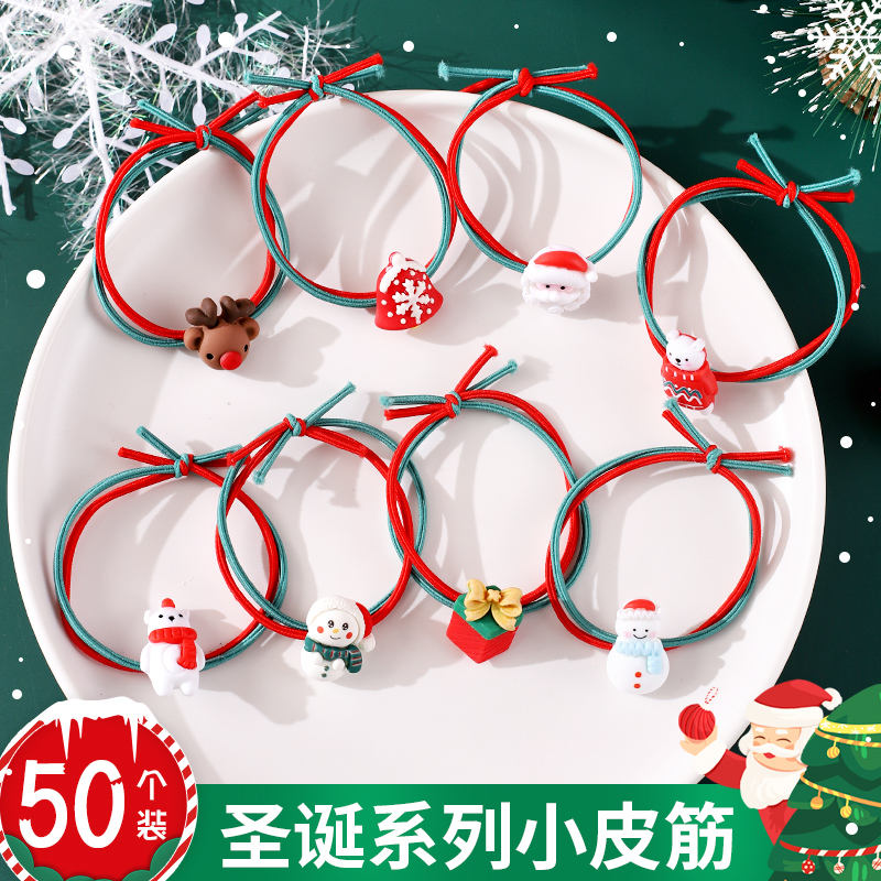 圣诞节儿童发饰可爱发圈红绿发圈女扎头发绳小发卡夹子头饰品宝宝 - 封面