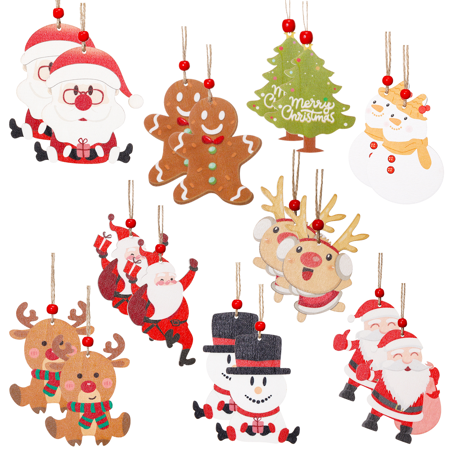 圣诞老人小挂件圣诞树木质装饰麋鹿雪人装饰挂件装饰氛围木制挂件