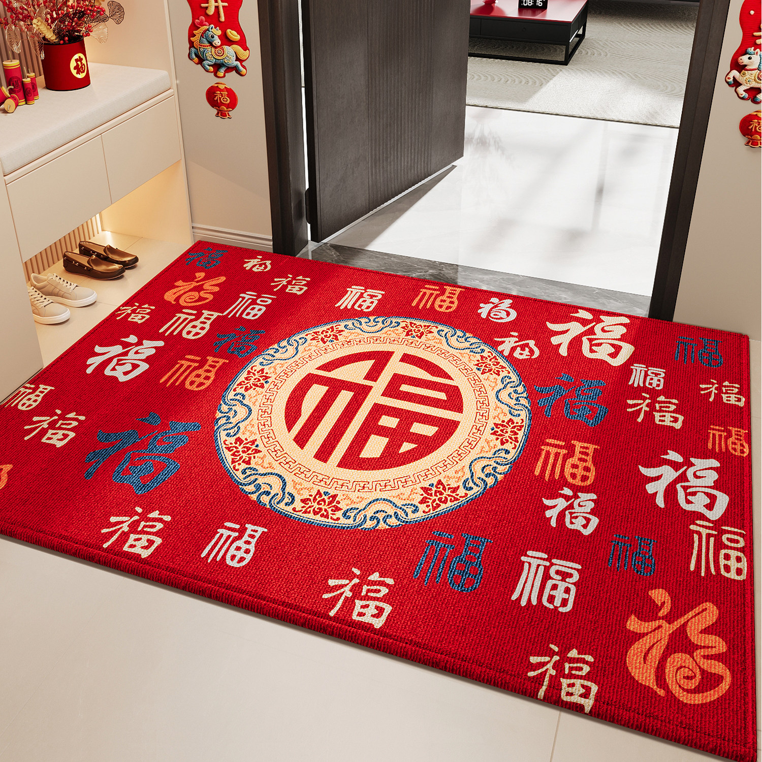 马年红色入户门地垫喜庆进门口门垫家用防滑脚垫玄关耐脏脚踏垫子,居家布艺,入户地垫,淘宝优惠券,粉丝福利购,淘宝优惠卷
