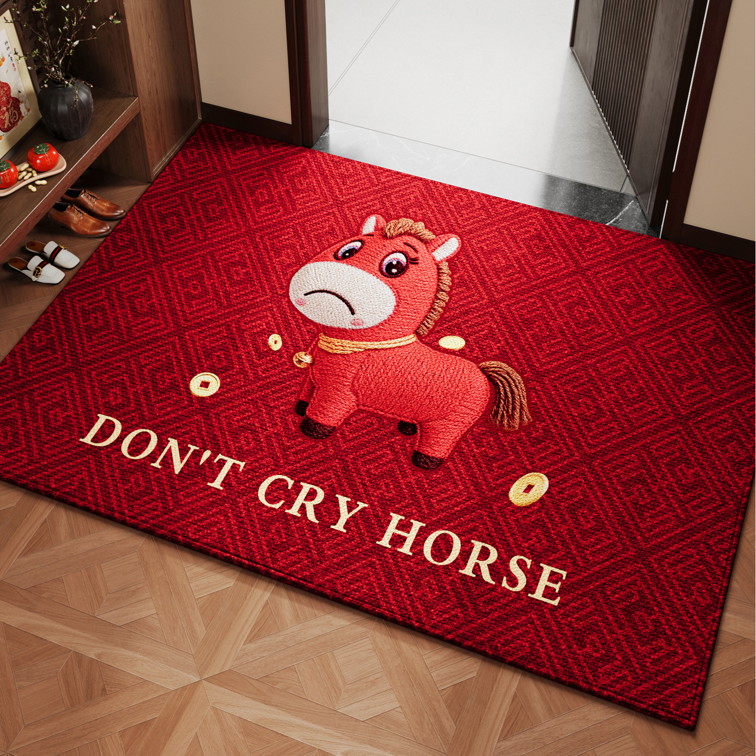 2026新款马年入户门地垫进门口新年门垫脚垫喜庆红色脚垫玄关地毯,居家布艺,入户地垫,淘宝优惠券,粉丝福利购,淘宝优惠卷