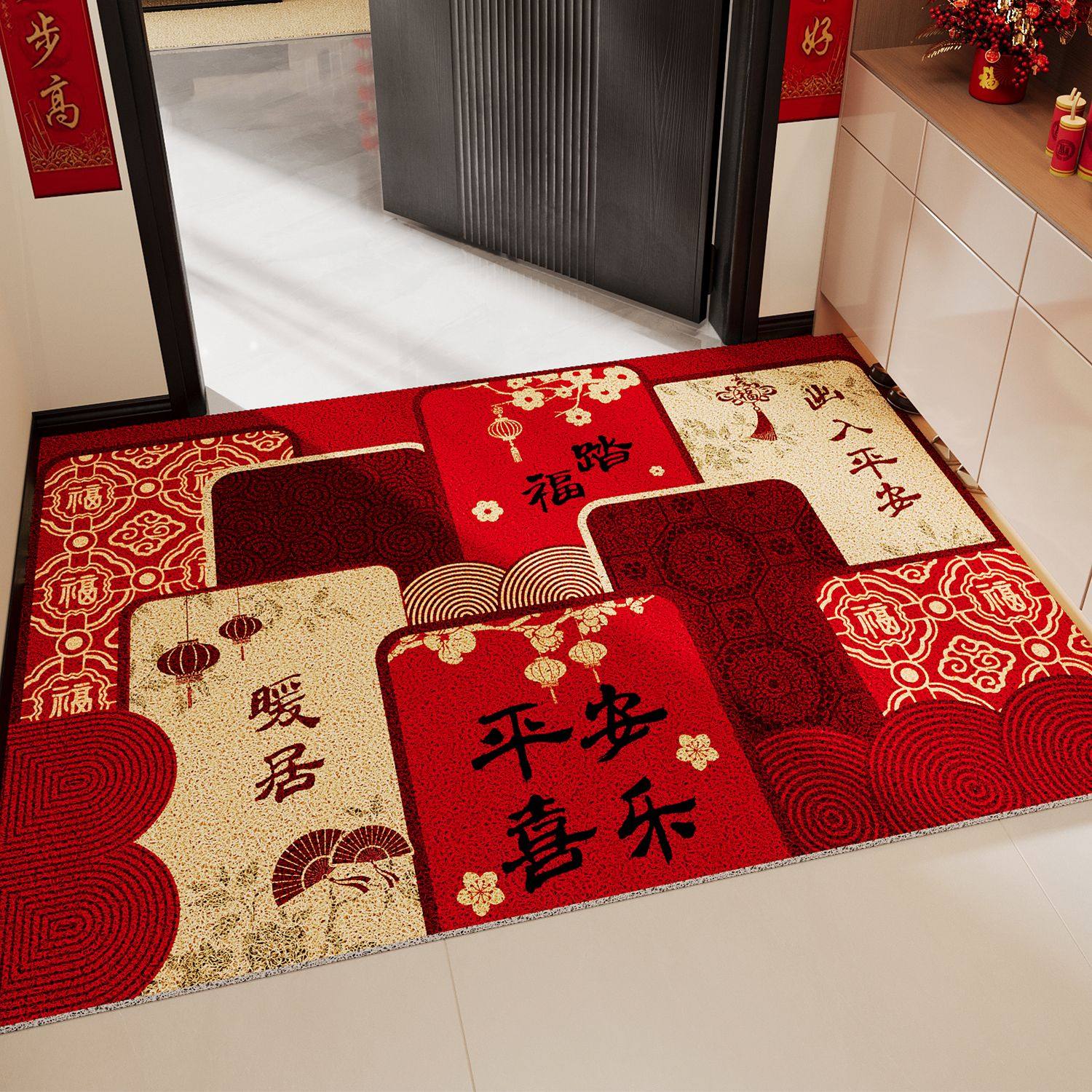 入户门地垫进门口门垫新中式家用玄关脚垫红色喜庆防滑耐脏地毯垫,居家布艺,入户地垫,淘宝优惠券,粉丝福利购,淘宝优惠卷