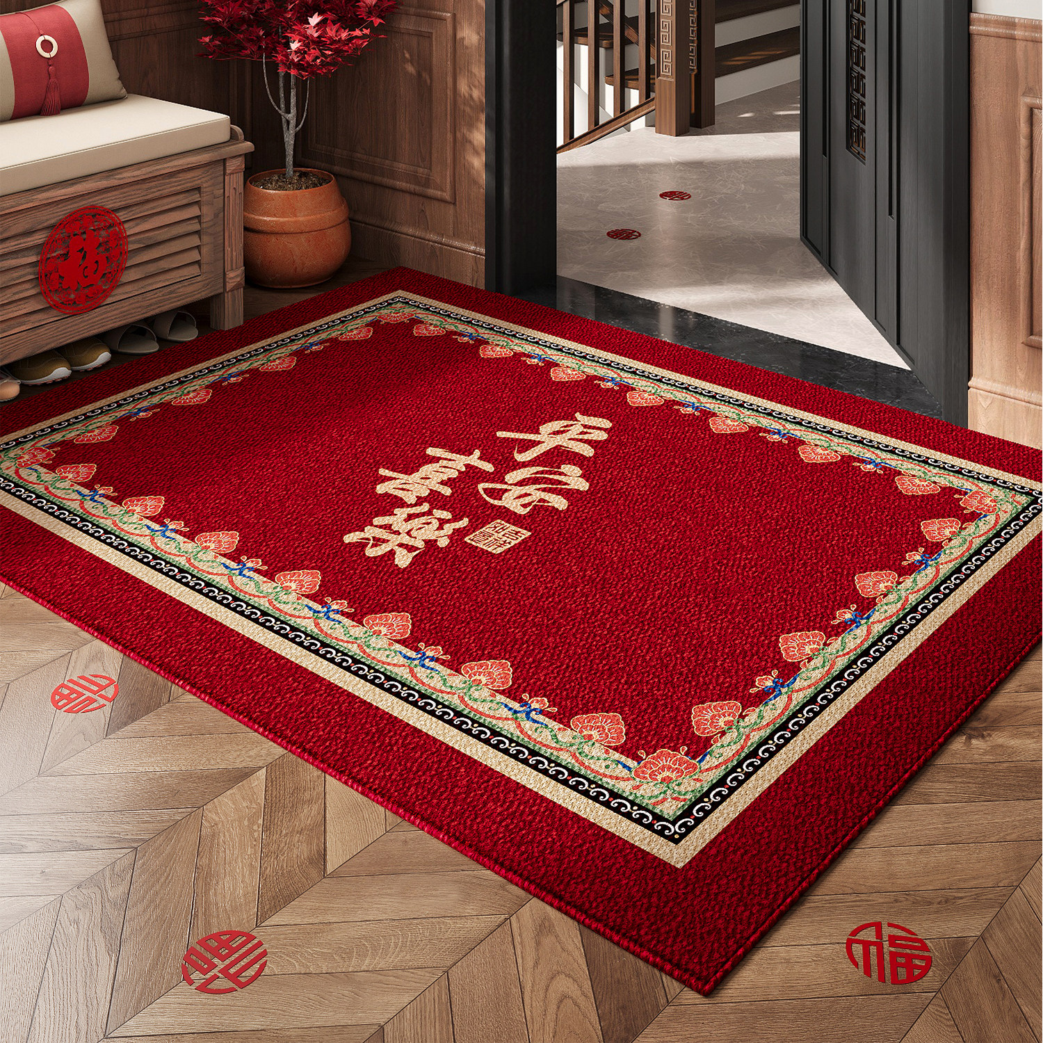 入户地垫2025新款高级感进门大门口耐脏防滑地毯红色喜庆入门脚垫,居家布艺,入户地垫,淘宝优惠券,粉丝福利购,淘宝优惠卷