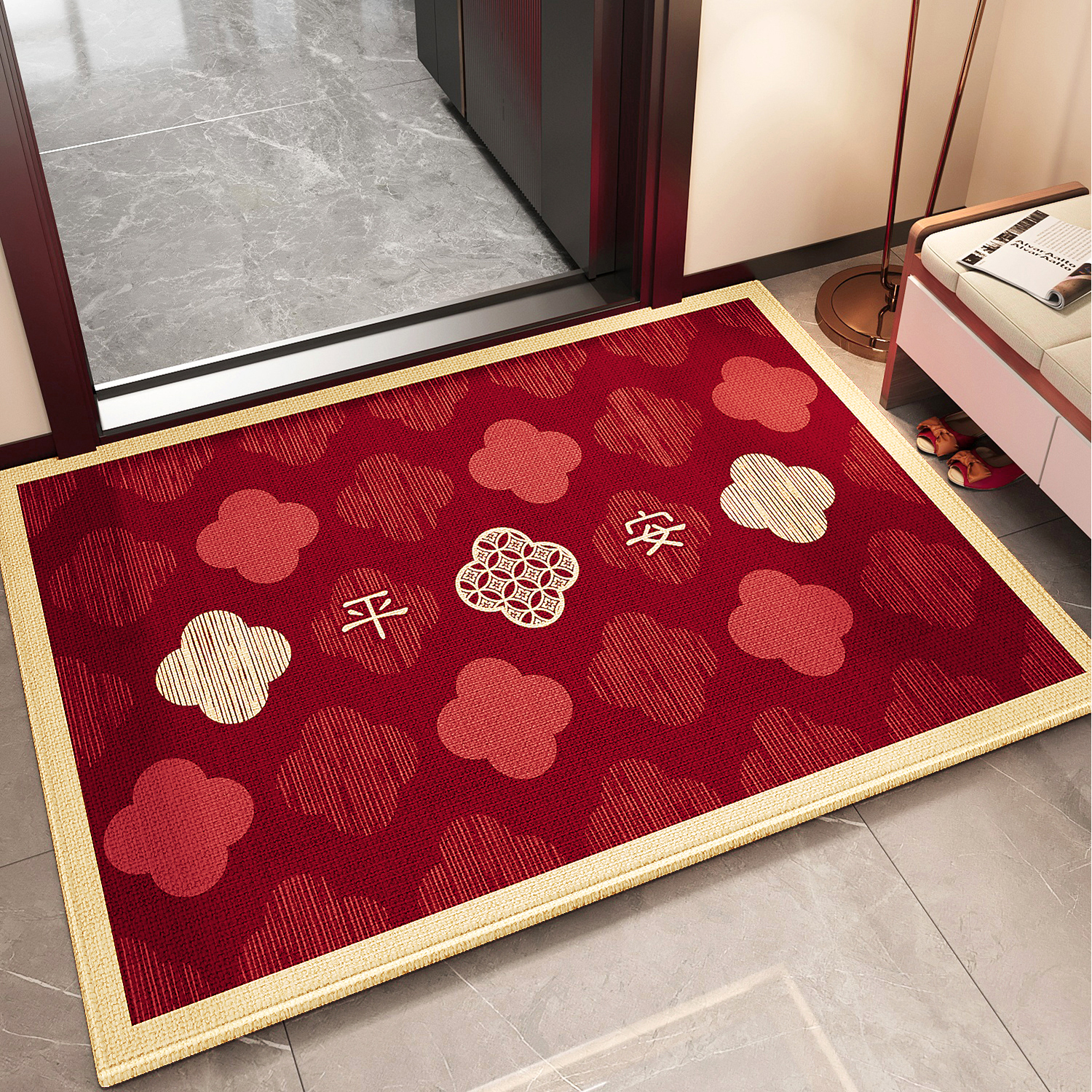 新款红色入户地垫防滑喜庆脚踏垫