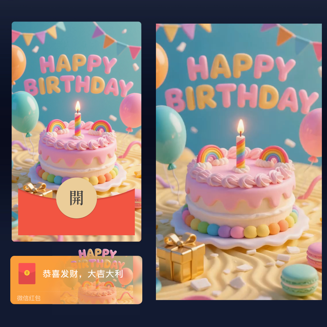 红包封面永久生日快乐微信2025新款可爱皮肤vx动态音乐高级序列号