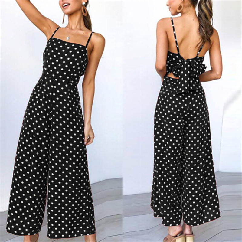 Sling Polka Dot One Piece Wide Leg Pants吊带波点连体阔腿长裤