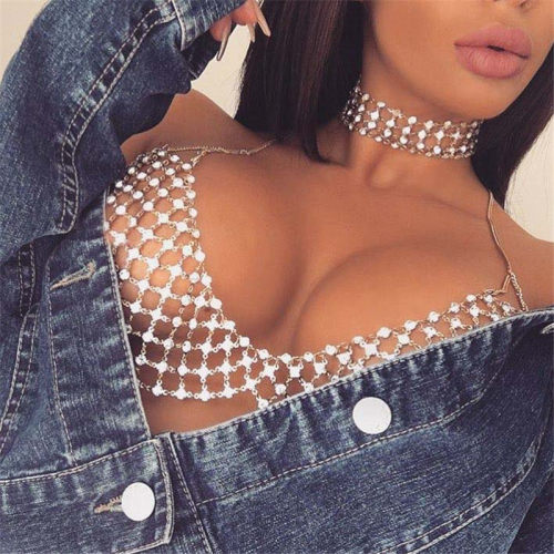 Casual Diamond Versatile Chest Chain挂脖休闲镶钻百搭简约胸链