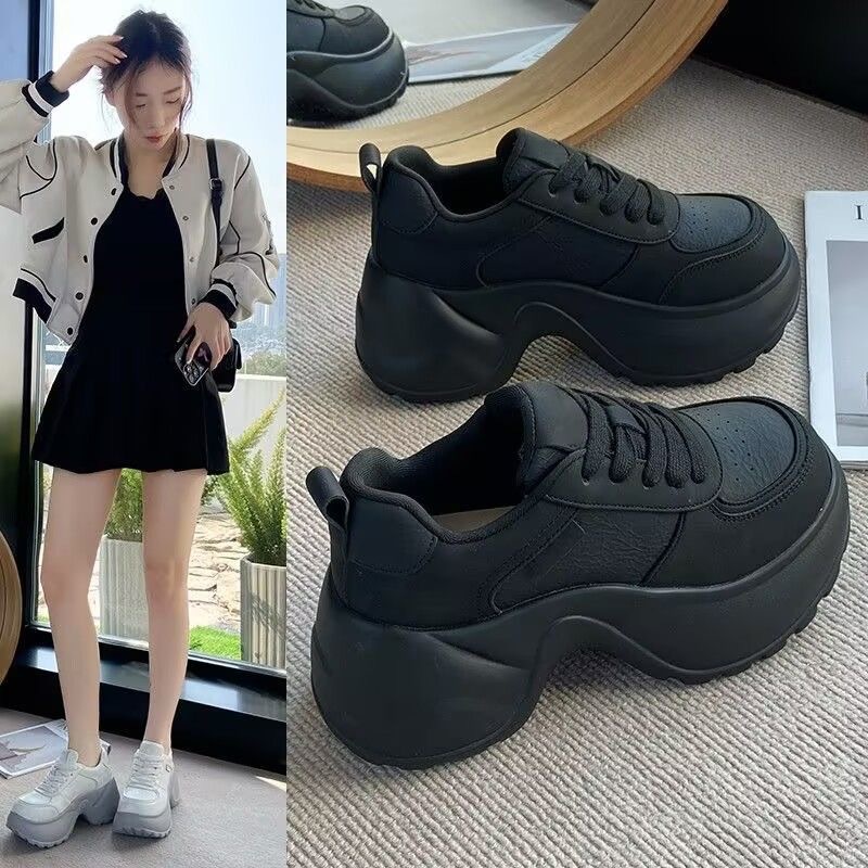 老爹鞋女2025春秋季新款爆款厚底松糕鞋显脚小轻便运动休闲小白鞋