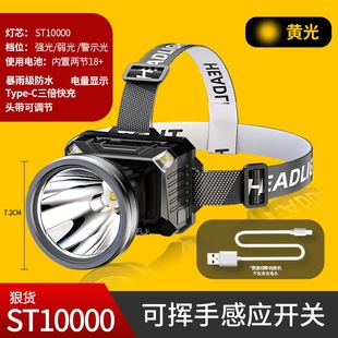 强光头灯2025新款超亮专用便携超长续航矿工头灯光感超新钓鱼泛光