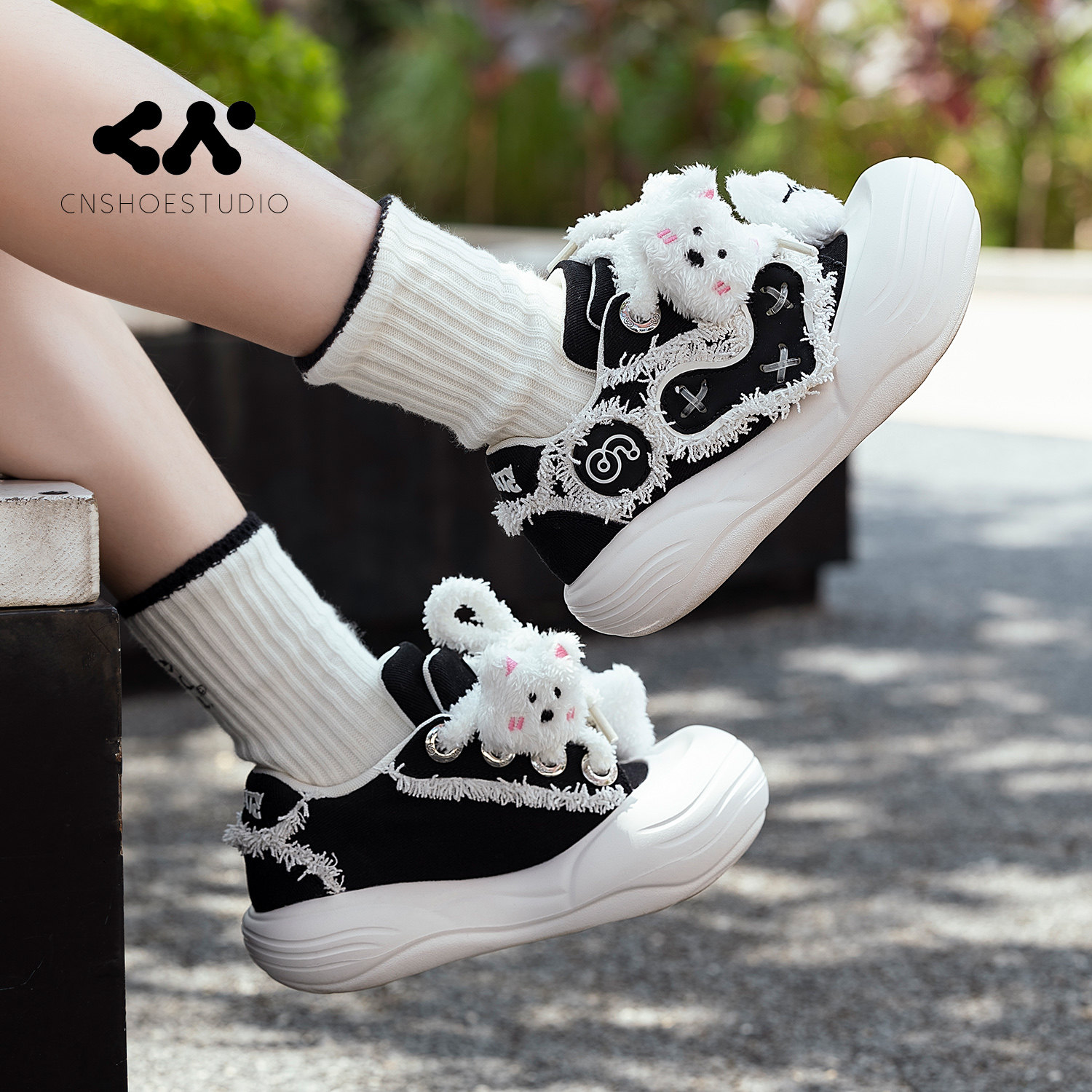 CN大头厚底鞋女透气圆头帆布鞋休闲鞋增高丑萌不累脚鞋子女运动鞋