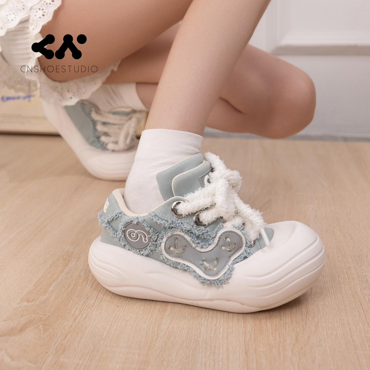 【CN海盐】丑萌大头鞋女休闲鞋增高厚底面包鞋女情侣款帆布鞋潮牌