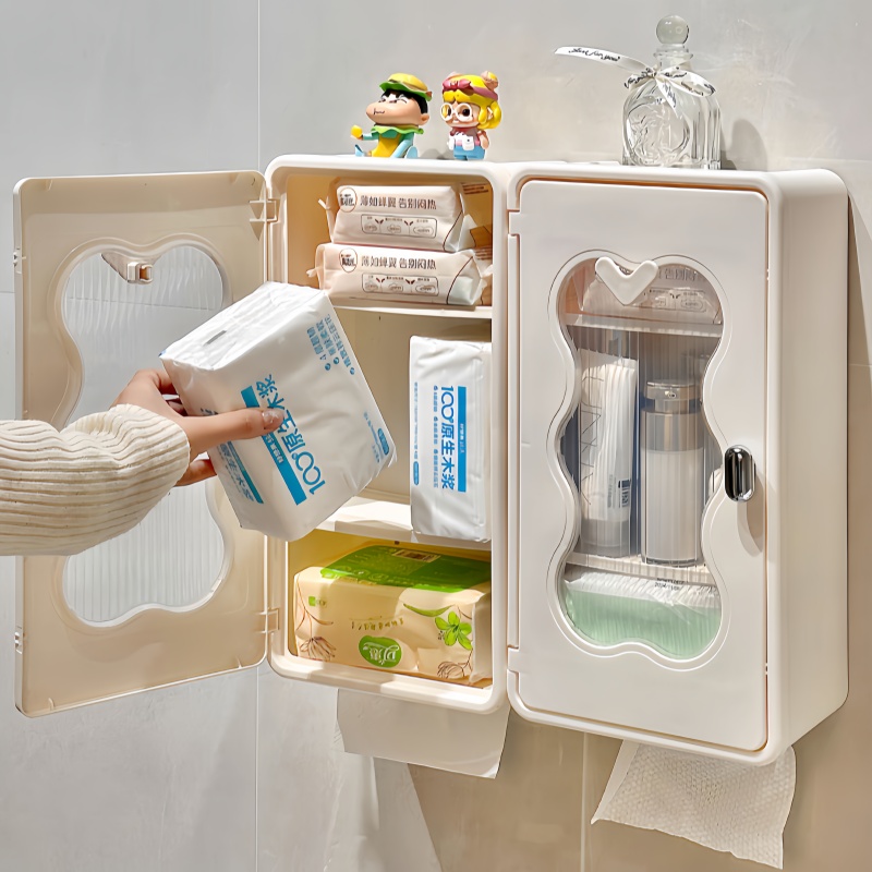 免打孔壁挂式洗脸巾收纳盒置物架