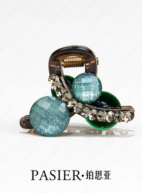 铂思亚薄荷糖发夹时尚百搭小号半扎抓夹新款蓝绿色精致鲨鱼夹头饰