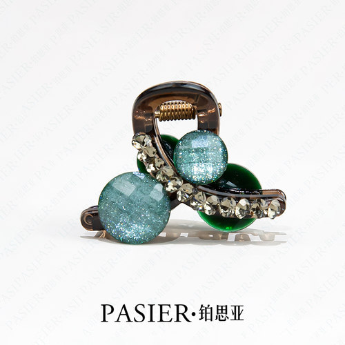铂思亚薄荷糖发夹时尚百搭小号半扎抓夹新款蓝绿色精致鲨鱼夹头饰