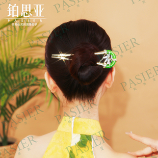 铂思亚新中式U形发簪女款古典国风竹叶发钗简约大方簪子2026头饰