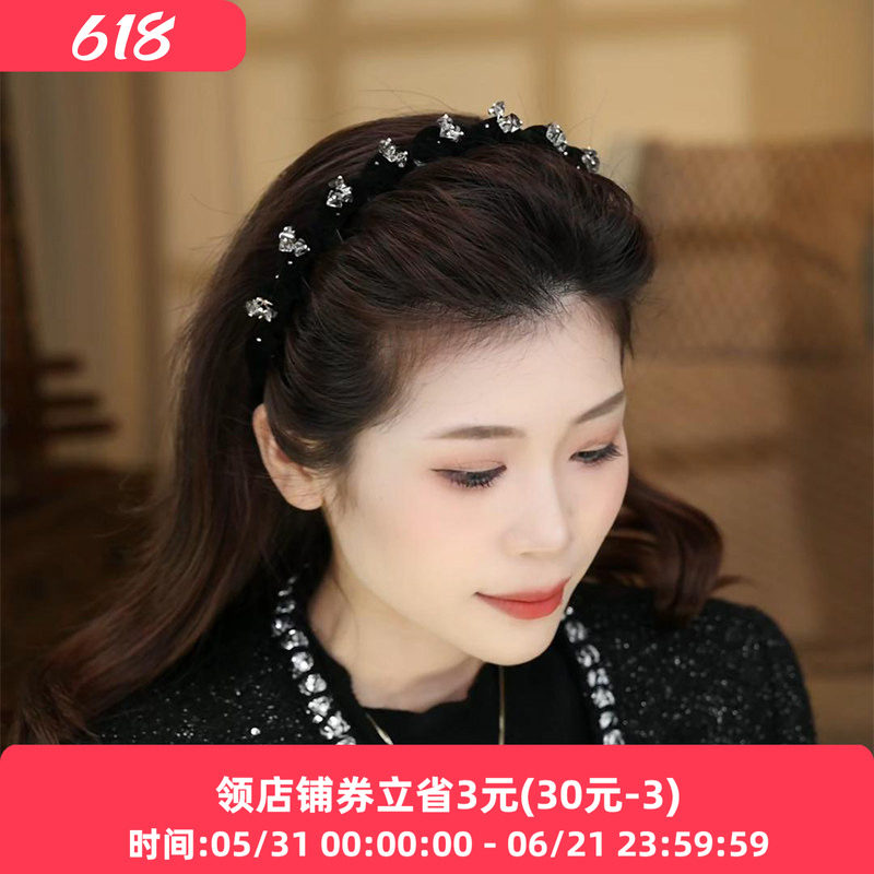铂思亚幻夜发箍女秋冬新款波浪压发头箍法式轻奢高颅顶发捆头饰