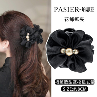 铂思亚赫本王妃花都发夹秋季新款百搭时尚抓夹显发量鲨鱼夹头饰