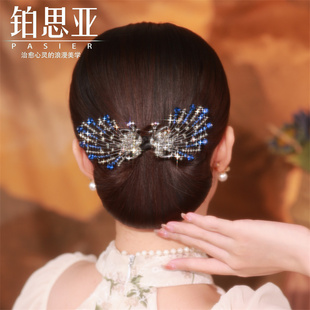 铂思亚新中式孔雀盘发器女款后脑勺丸子头万能神器精致发夹头饰