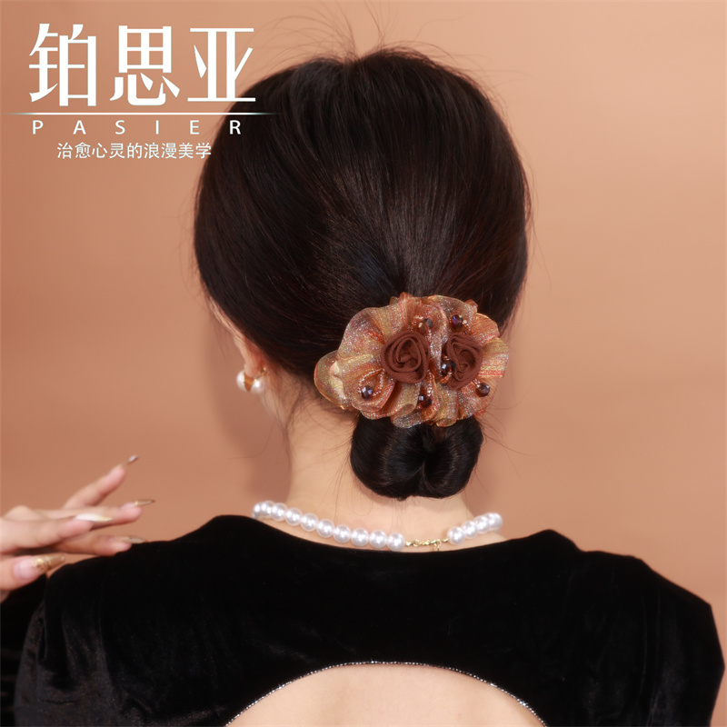 铂思亚手工网纱花朵大肠发圈女