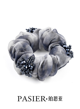 铂思亚云纺大肠发圈女轻奢高级扎发皮筋复古渐变色高弹力头绳发饰