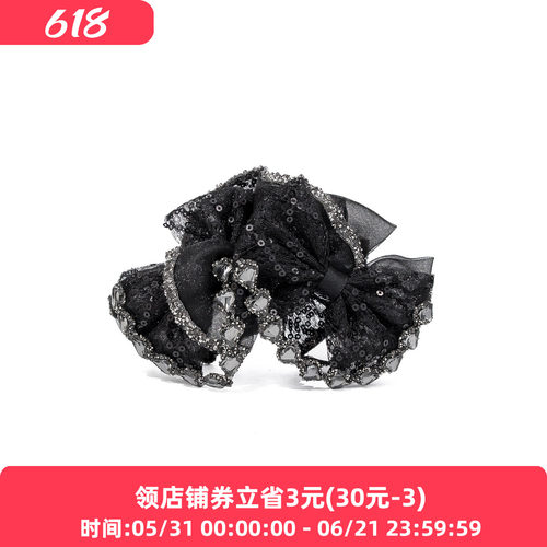 铂思亚星夜蝶舞抓夹女黑色蝴蝶结鲨鱼夹百搭时尚显发量发夹头饰