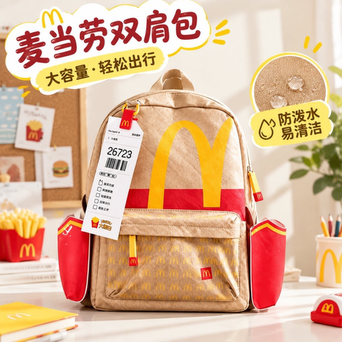 麦当劳薯日限定大容量轻便双肩包