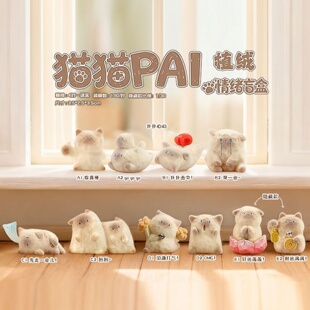 猫猫PAI情绪开演盲盒可爱猫猫潮玩公仔植绒手办工位解压创意摆件