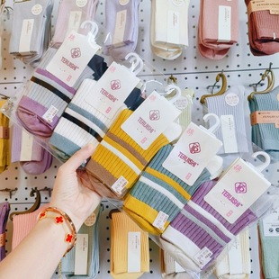 浙江诸暨袜子季都女士双针纯棉拼色中筒秋冬加厚保暖义乌辽宁辽源