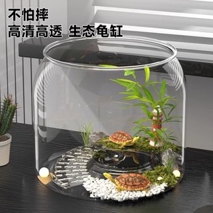 乌龟饲养缸家用鱼缸客厅小型养乌龟专用箱生态造景晒爬台桌面龟缸