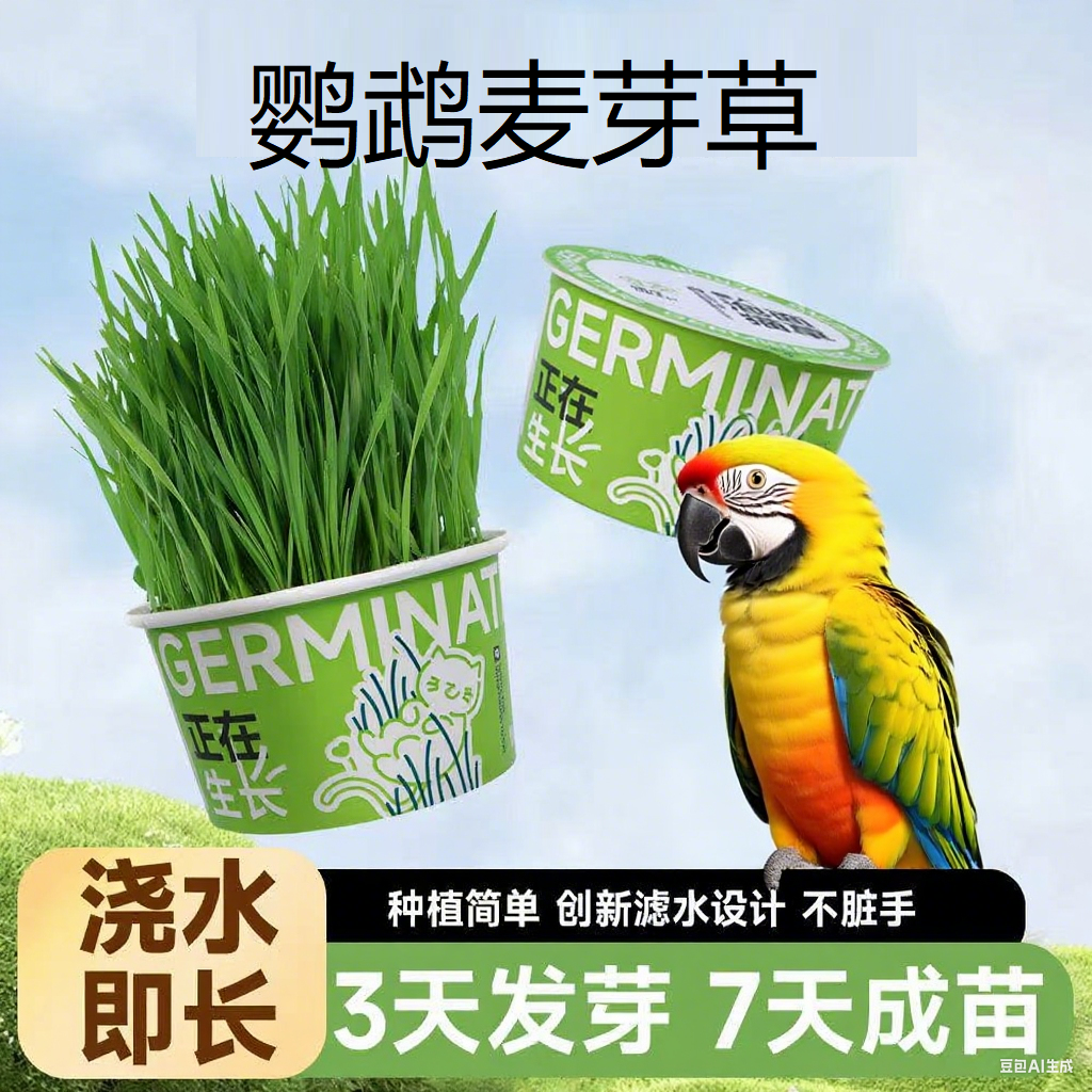 鹦鹉麦芽草粮大麦种子鹦鹉啃咬饲料鸟草盒零食促进消化解闷防啄毛