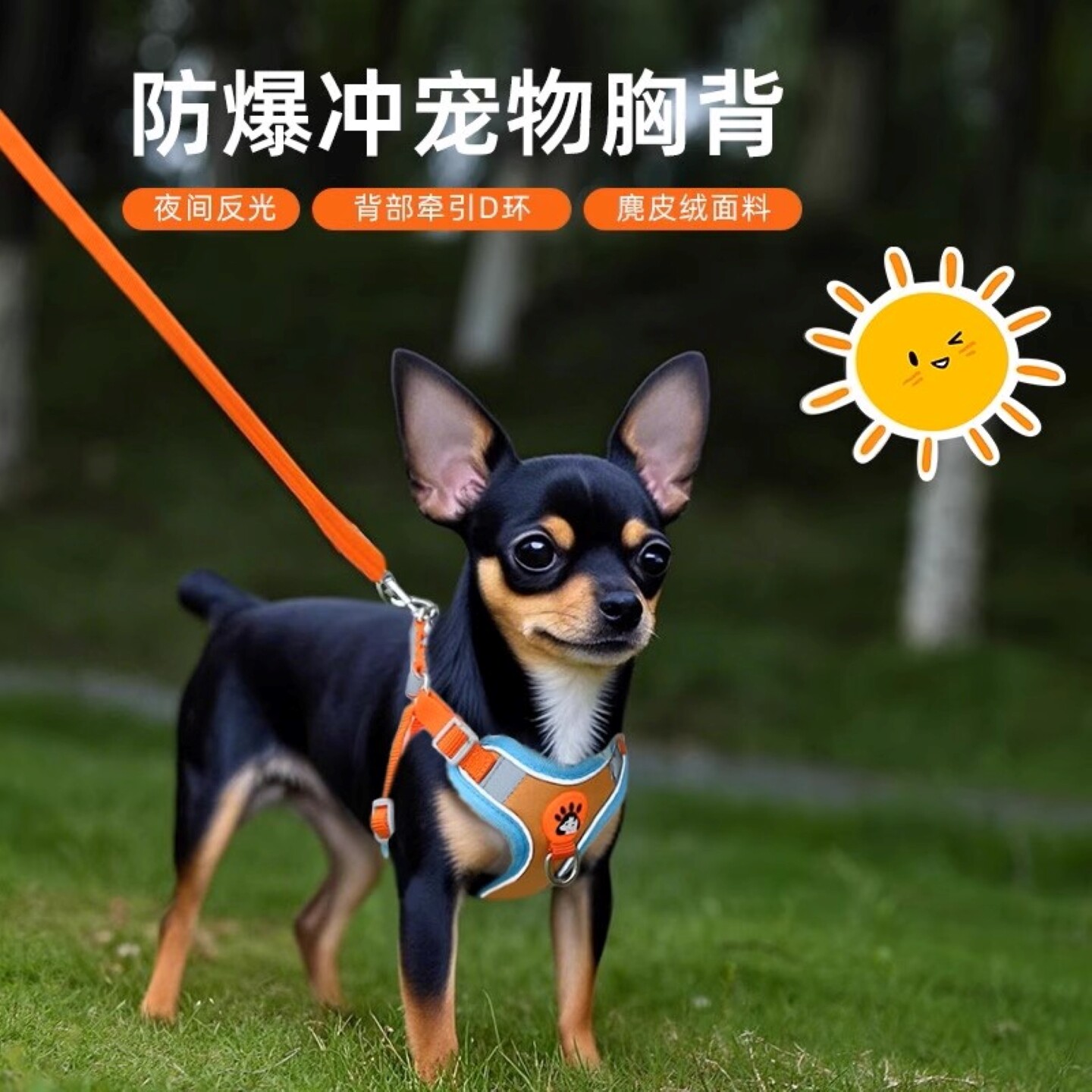 小鹿犬专用牵引绳狗狗背心式胸背带夏天夏季遛狗绳子幼犬小型犬绳