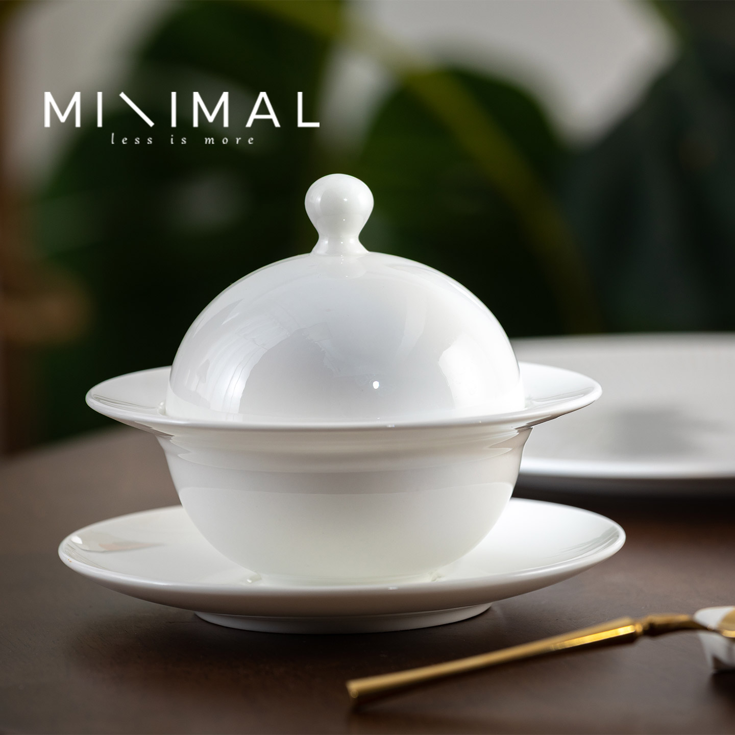 陶瓷燕窝炖盅家用一人份隔水炖蒸蛋小碗带盖酒店骨瓷纯白海参汤盅