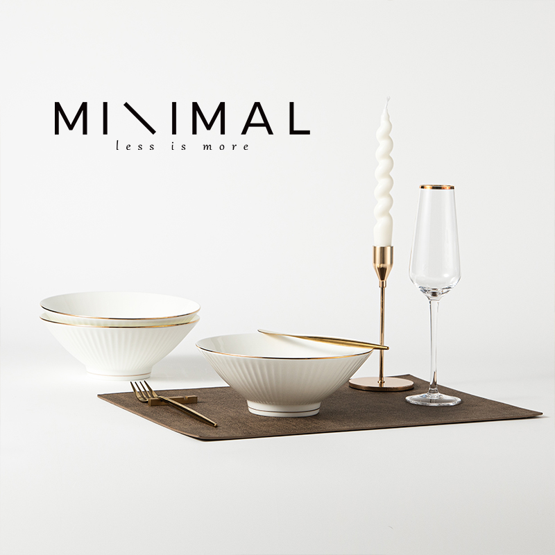 MNMAL金边竖纹斗笠碗拉面碗