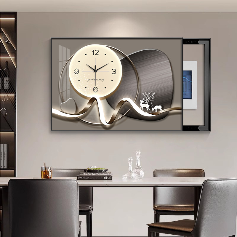 现代轻奢电表箱装饰画画高级感钟表遮挡电闸盒配电箱壁画画弱电箱