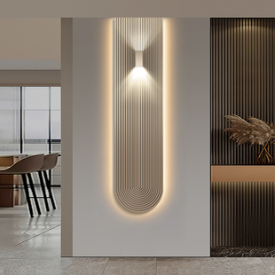 抽象极简玄关装饰画现代轻奢条纹灯画长条楼梯转角别墅挂画客厅画