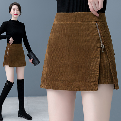 灯芯绒短裤女秋冬A字半身裙