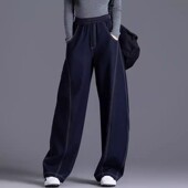 香蕉宽松显瘦镰刀弯刀裤 秋冬季 阔腿2025新款 松紧高腰丹宁蓝牛仔裤