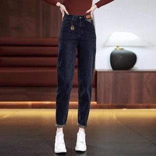 哈伦萝卜裤 胖mm宽松复古老爹裤 女牛仔裤 显瘦高腰大码 春秋冬季 新款