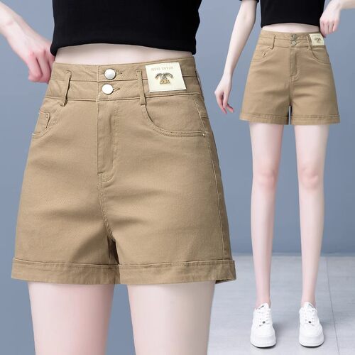 纯棉牛仔短裤女2025新款夏季薄款a字休闲三分裤高腰宽松阔腿热裤
