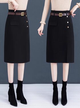 毛呢半身裙女2024新款秋冬