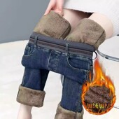 直筒牛仔裤 女春夏季 新款 松紧高腰窄版 弹力显瘦遮肉微喇裤