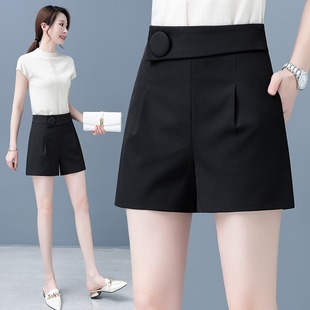 黑色短裤女夏装小个子2025新款高腰夏季薄款夏天纯棉休闲a字裤子