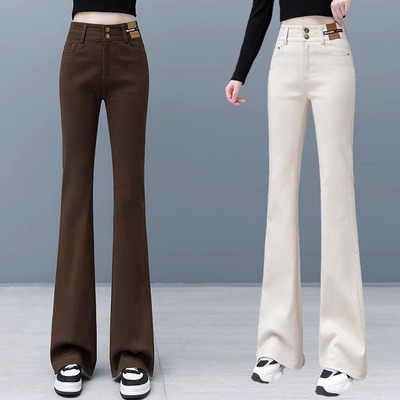 广州新塘镇牛仔马蹄裤女高腰春秋2025年新款休闲喇叭裤显瘦拖地裤