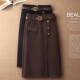 毛呢半身裙女秋冬中长款 高腰裙子2025新款 洋气长裙一步裙包臀冬裙