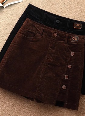 灯芯绒短裤女士2025秋冬季新款高腰条绒裤裙小个子休闲外穿靴裤子