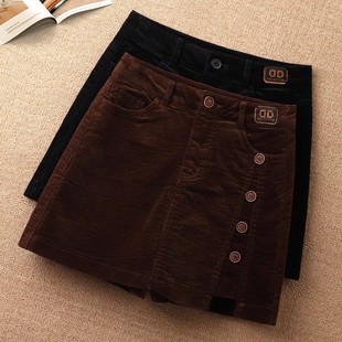 裙小个子休闲外穿靴裤 灯芯绒短裤 高腰条绒裤 新款 子 女士2025秋冬季