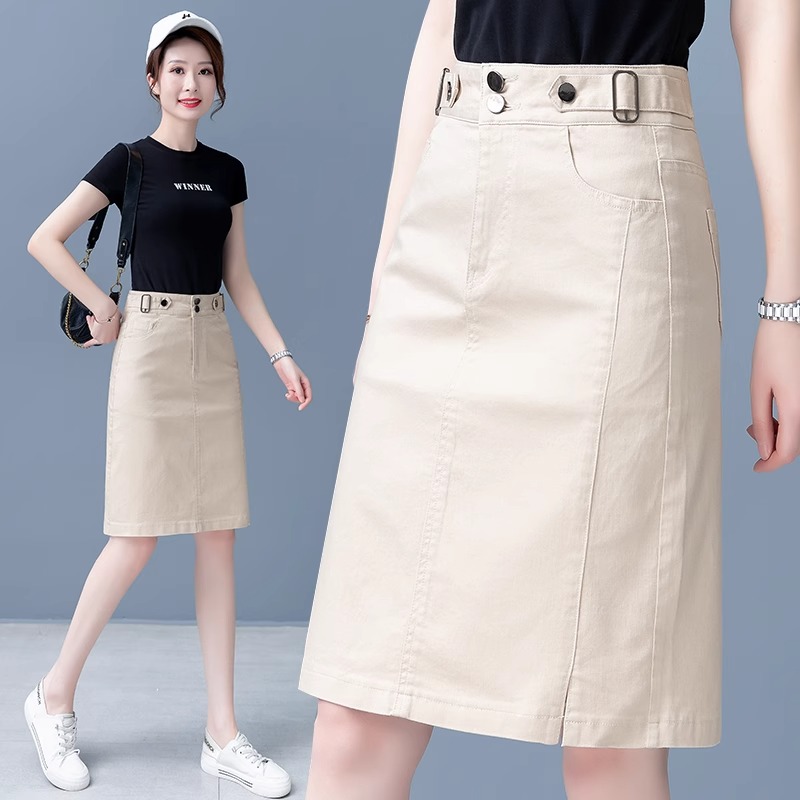 高腰牛仔半身裙2025新款女秋款设计感韩版气质中裙简约显瘦直筒裙