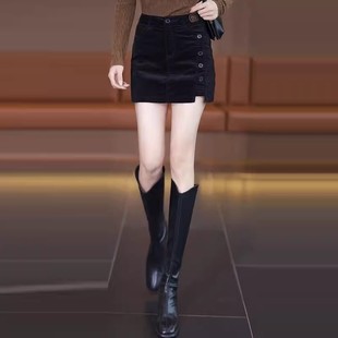 女装 子女高腰显瘦休闲靴裤 秋冬季 设计感裤 2025新款 灯芯绒休闲短裤