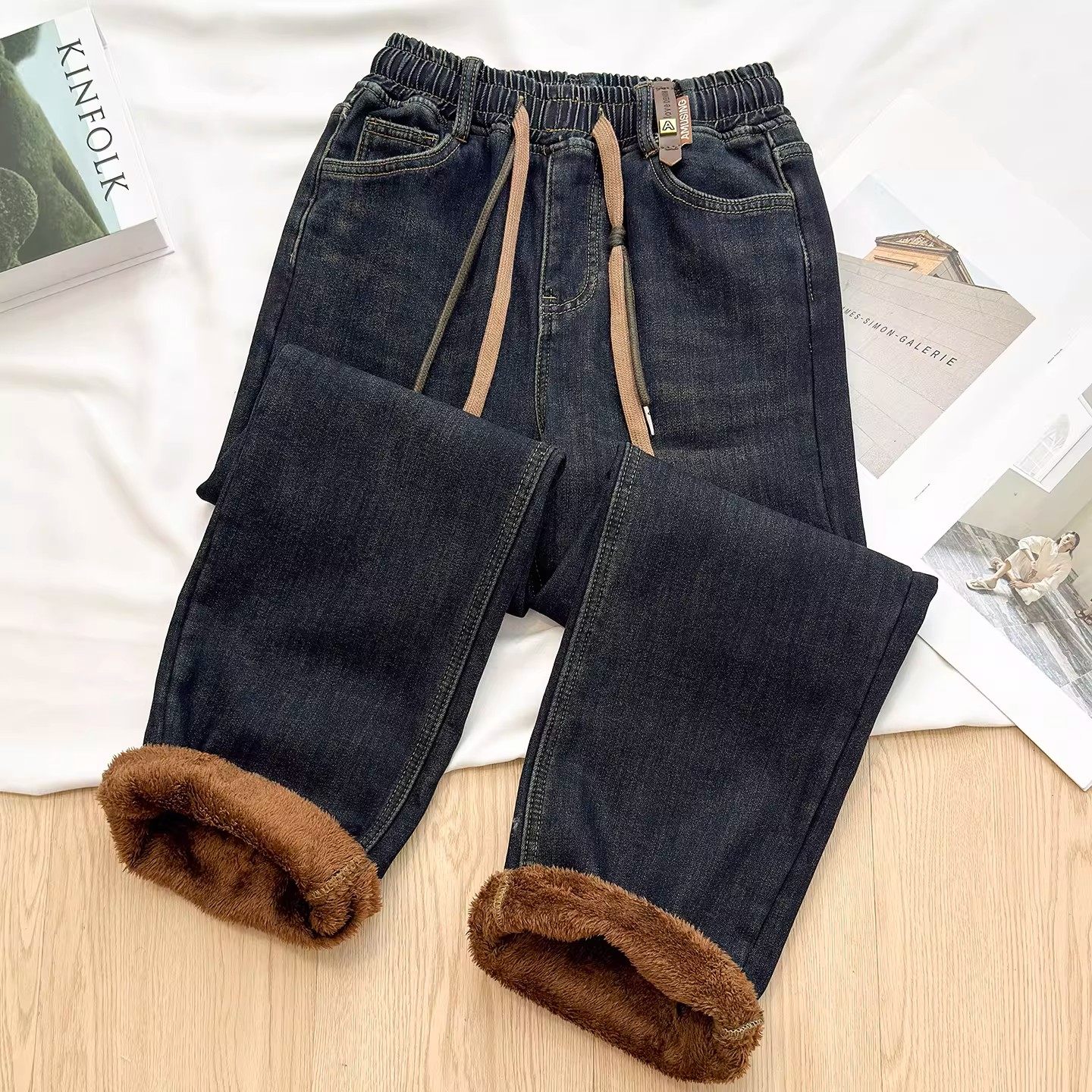 中学生加绒牛仔裤女秋冬少女大童阔腿高中生休闲直筒初中生裤子,女装/女士精品,牛仔裤,淘宝优惠券,粉丝福利购,淘宝优惠卷