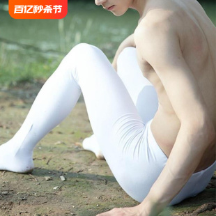 男士精品天鹅绒丝袜加裆连袜裤JJ带套包蛋蛋中厚秋冬款加大码白色