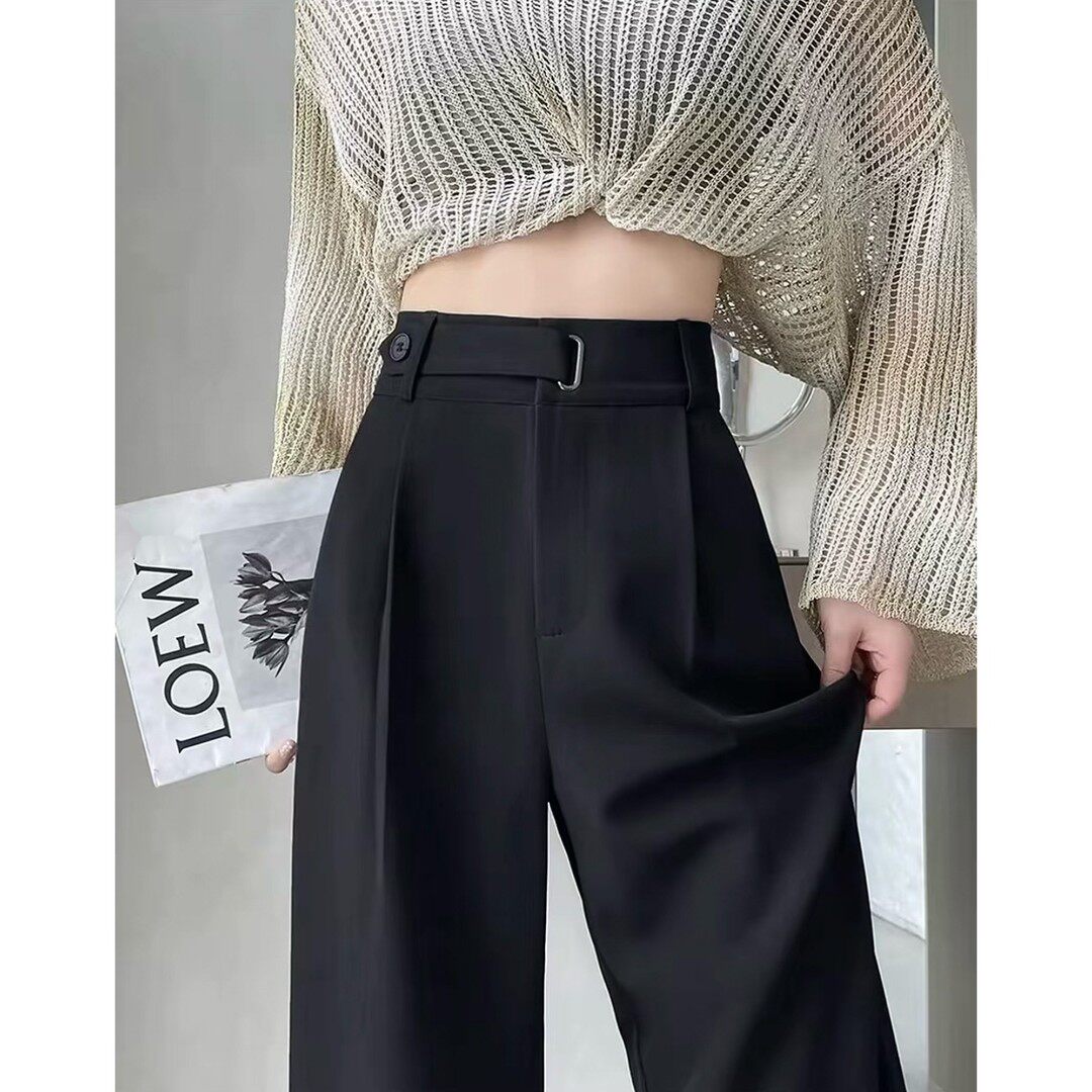 如悦大码女装2026新款窄版阔腿裤高级垂感大码高腰显瘦西装休闲裤
